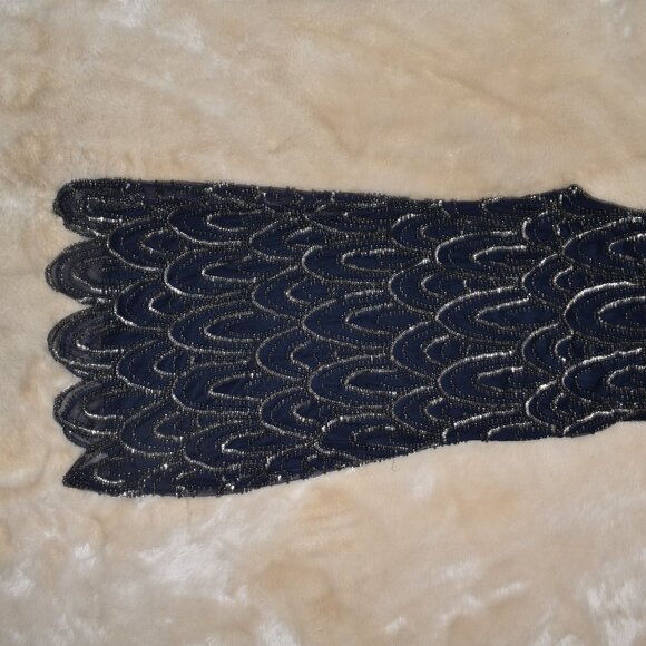 Prelude Beaded Gatsby Cocktail Party Dress Sz 6 Navy Blue Sparkly Party - Picture 15 of 16